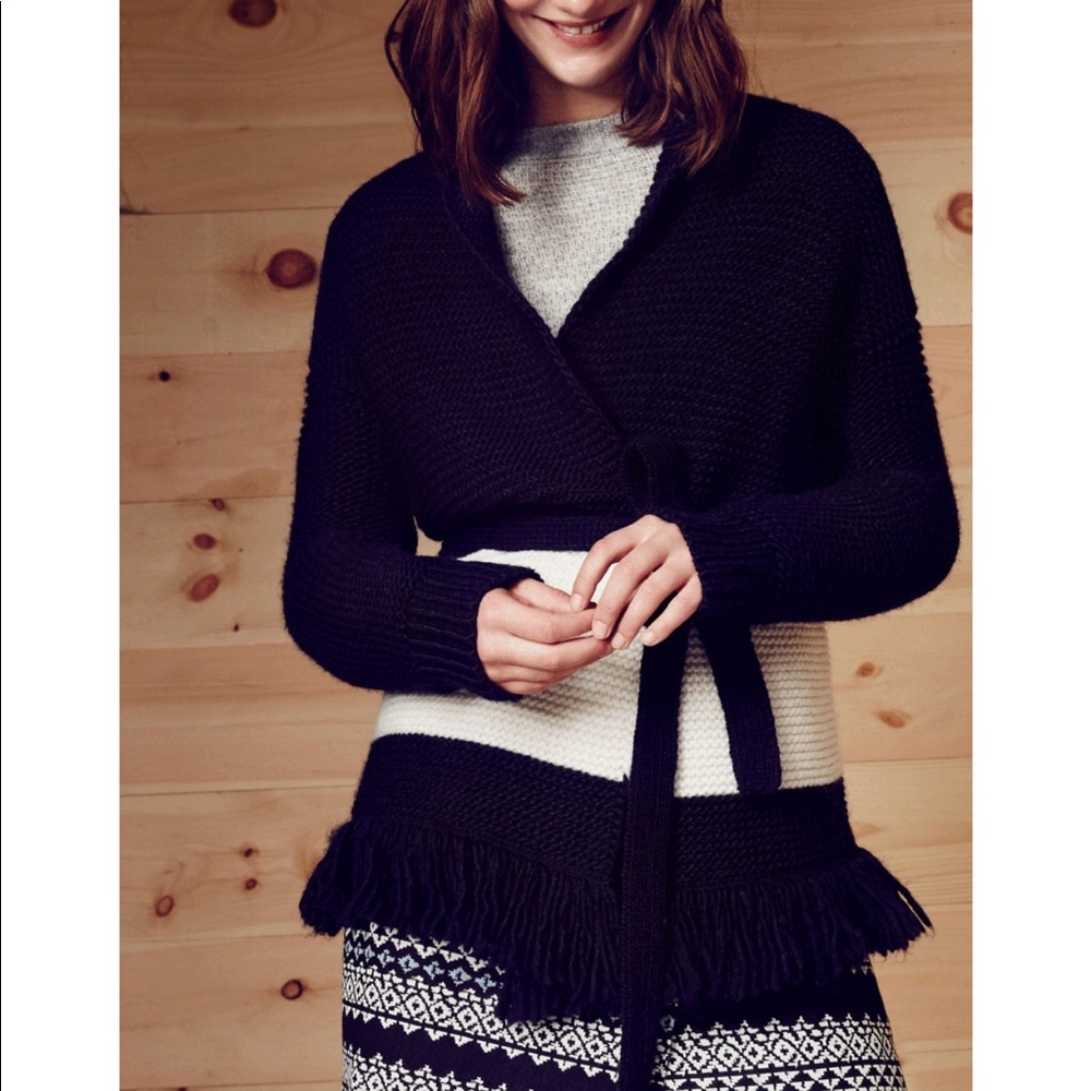 Ann Taylor LOFT Fringed Sweater Jacket / Cardigan